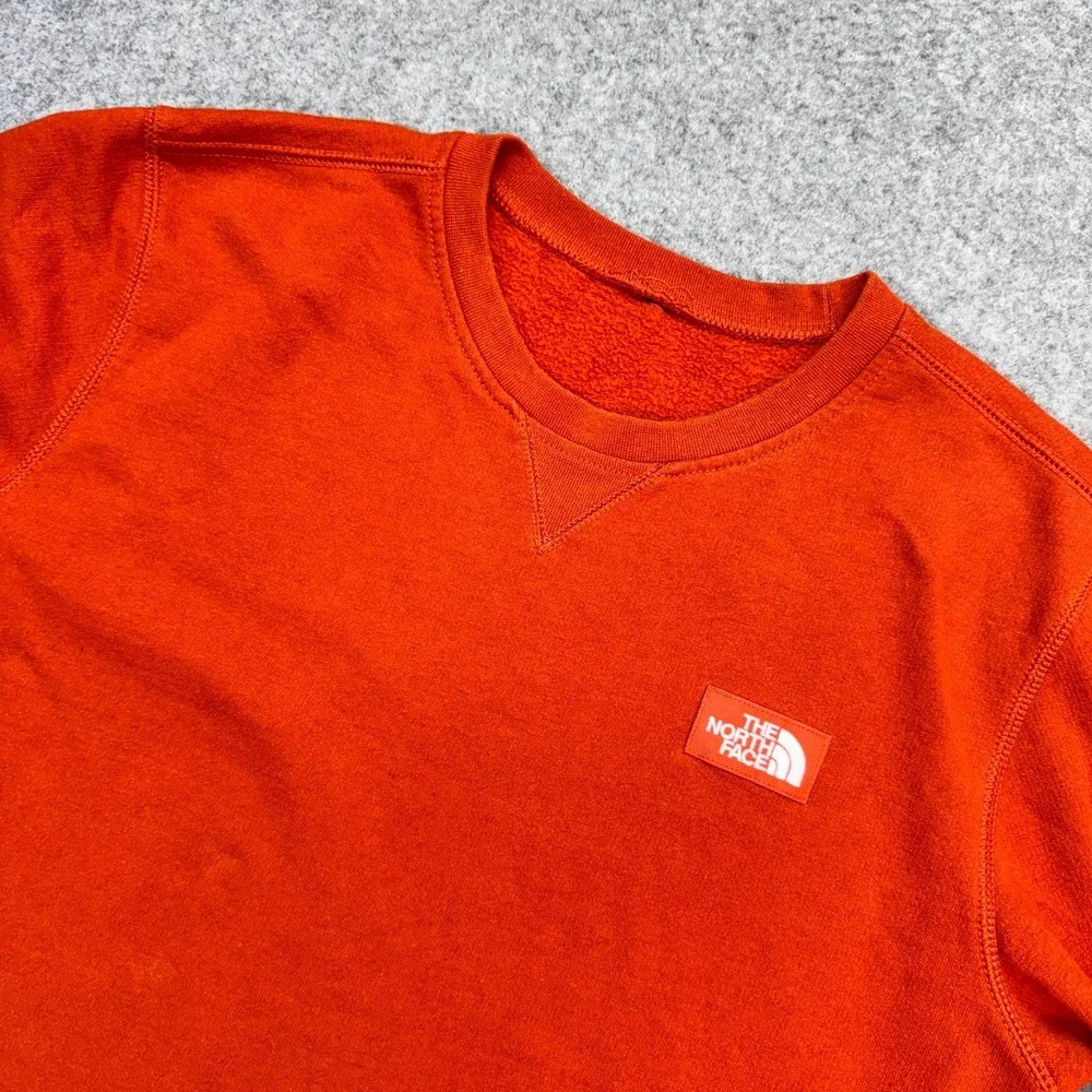 The North Face Men's Med Crewneck Sweatshirt Orange Fleece Cotton‎ Blend Logo